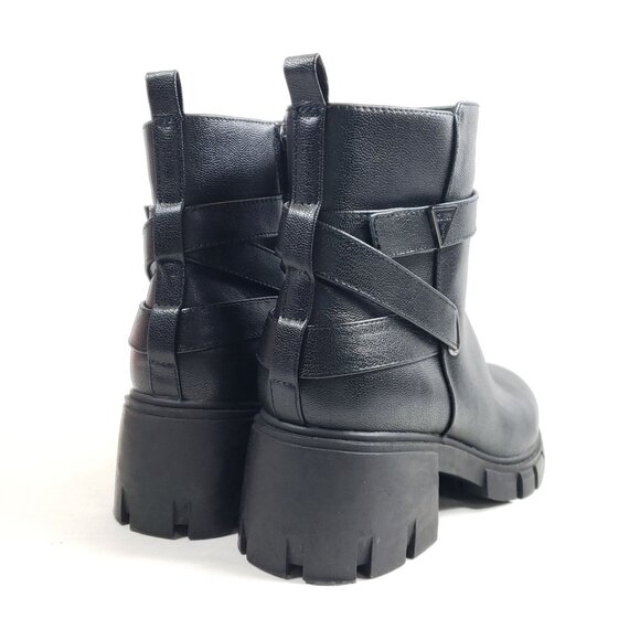 Guess Womens Black Chunky Heel Ankle Boots 10 All Man-Made Materials Rugged Sole - Picture 5 of 11